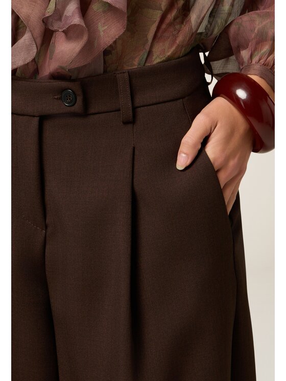Oltre Oltre Spodnie materiałowe P01UR009259N032 Brązowy Baggy Fit