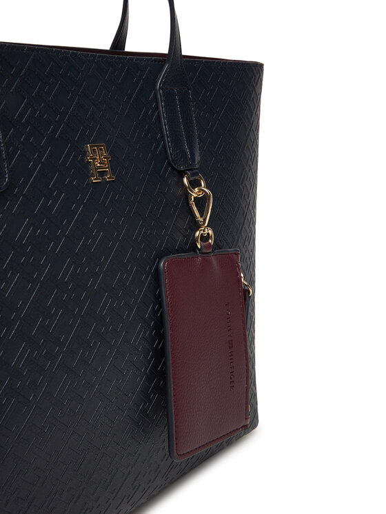 Tommy Hilfiger Tommy Hilfiger Дамска чанта Th Icon Satchel Mono AW0AW18123 Тъмносин