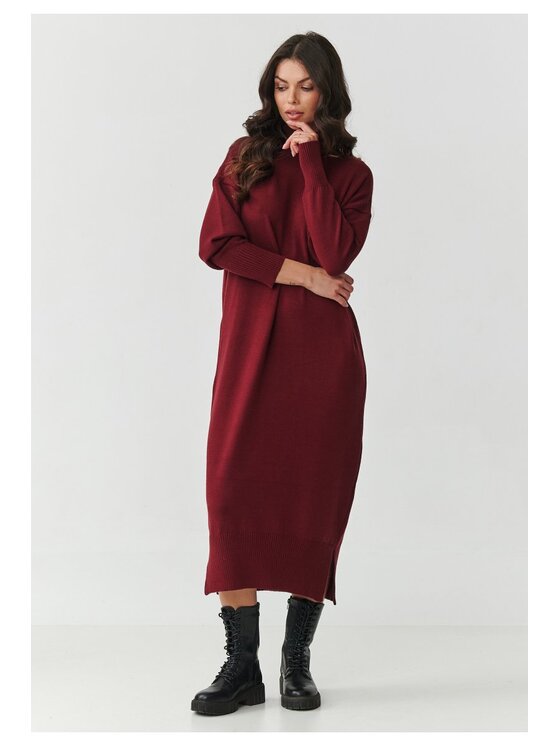 Makadamia Makadamia Sweter S166 Bordowy Loose Fit