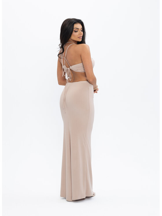 Love Saints Love Saints Sukienka dzianinowa L26LF-SU-K02 Beżowy Slim Fit