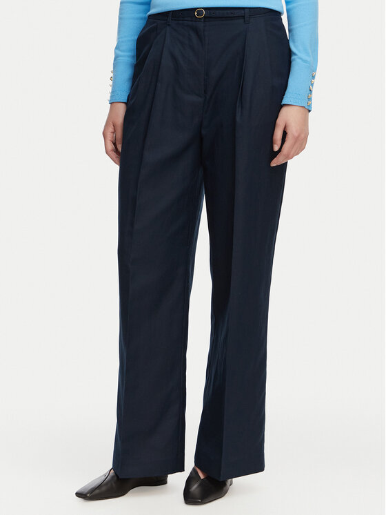 Tommy Hilfiger Tommy Hilfiger Pantaloni di tessuto WW0WW48884 Blu scuro Wide Leg