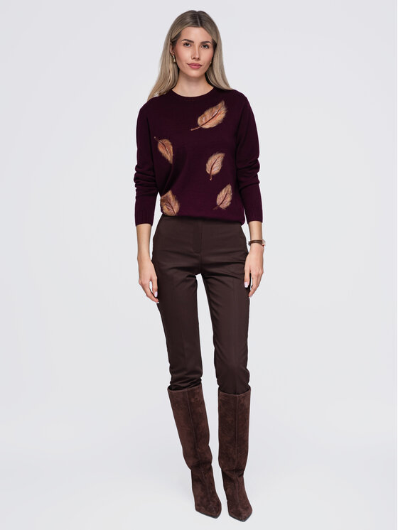 Ombre Ombre Sweter OW-SW-E0027 Bordowy Regular Fit