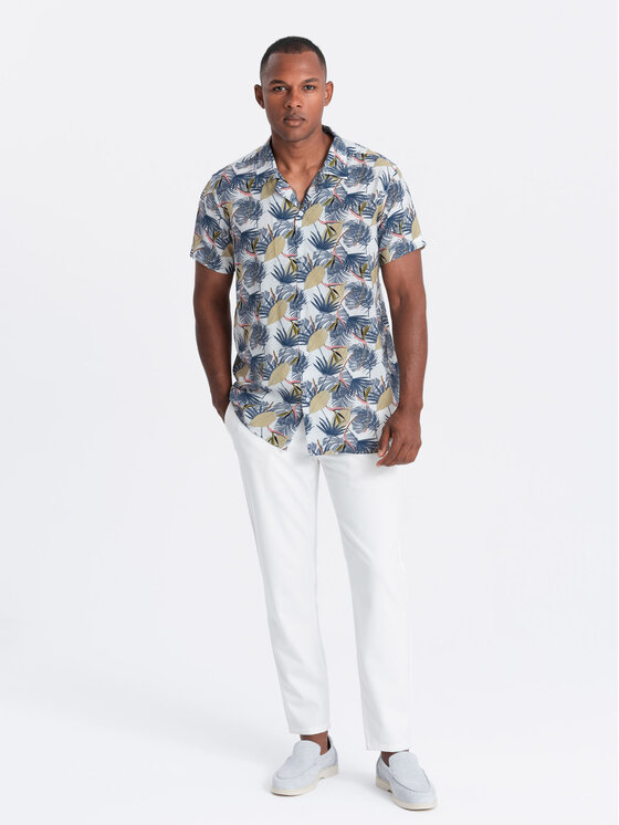 Ombre Ombre Koszula OM-SHPS-0113 Biały Regular Fit