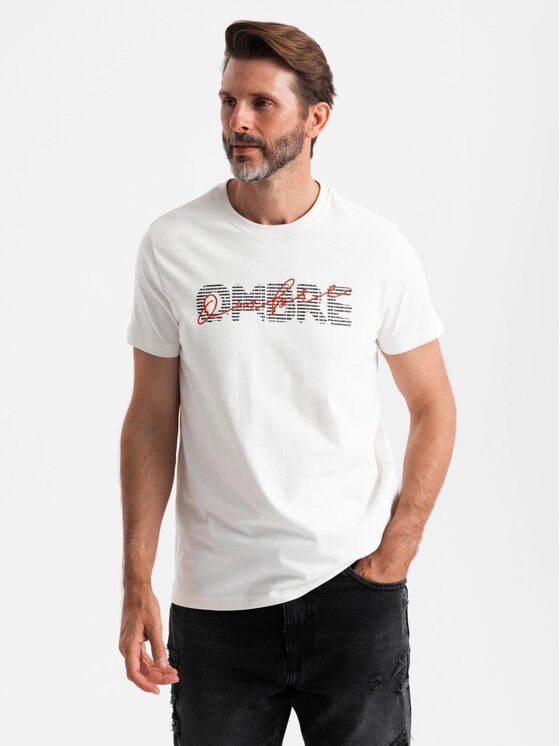 Ombre Ombre T-Shirt OM-TSPT-0211 Biały Regular Fit