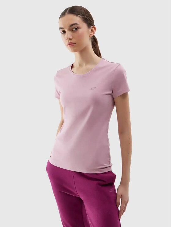 4F 4F Tričko 4FWSS24 TTSHF1161 56S JASNY RÓŻ S Ružová Custom Slim Fit