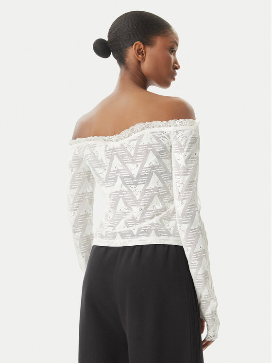 adidas adidas Bluse Lace Bardot KE3458 Weiß Slim Fit