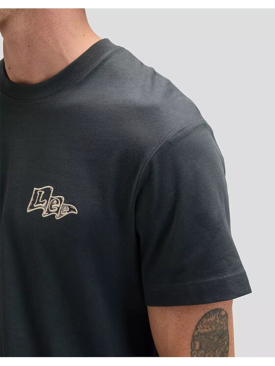 Lee Lee T-Shirt FLAG TEE Czarny Regular Fit