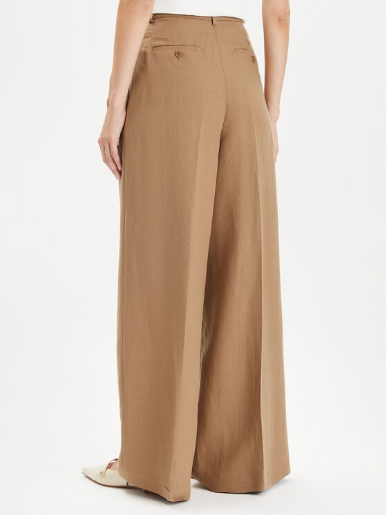 Weekend Max Mara Weekend Max Mara Kalhoty z materiálu Diletta 2415131062 Hnědá Wide Leg