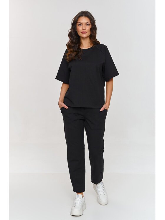 Makadamia Makadamia Dres m865 Czarny Relaxed Fit