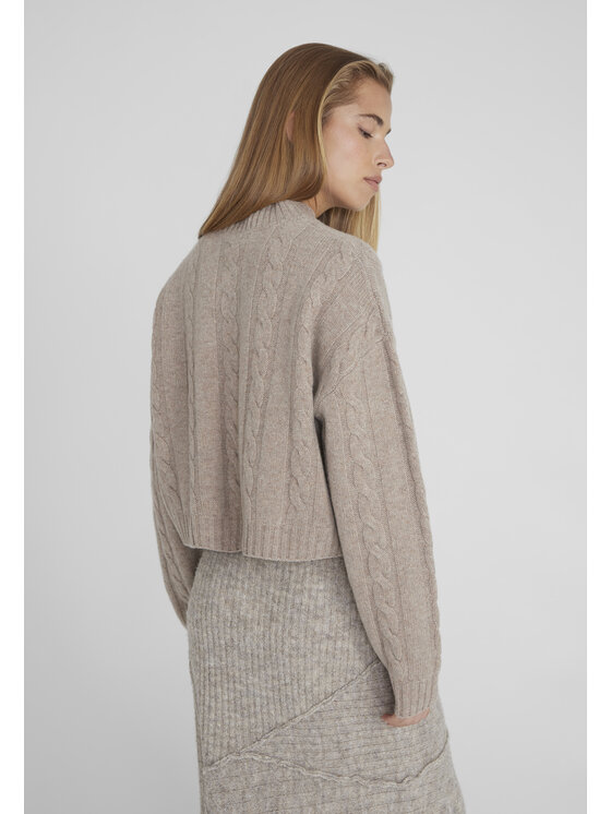 Style Republic Style Republic Sweter Kaszmirowo-wełniana mieszanka z półgolfem Brązowy jasny Oversize