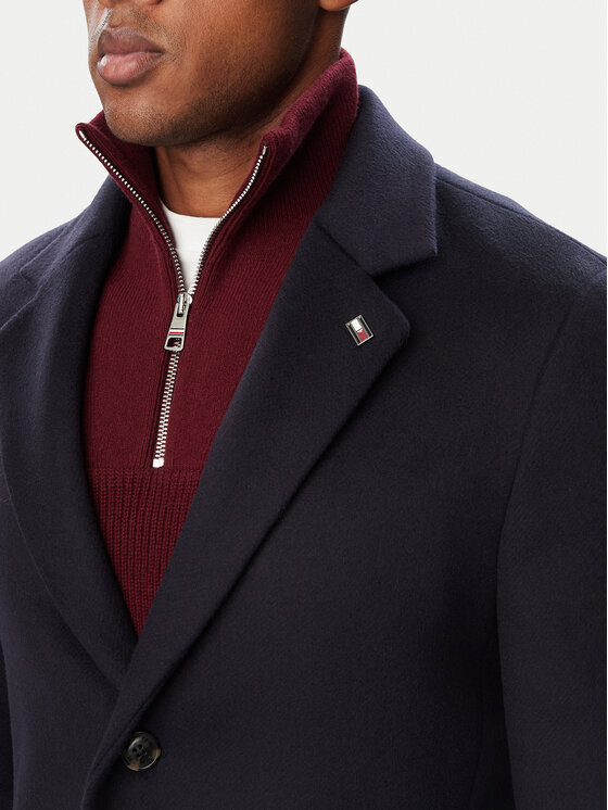 Tommy Hilfiger Tommy Hilfiger Вълнено палто MW0MW40768 Тъмносин Regular Fit
