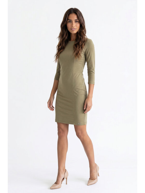 FIGL FIGL Koktejlové šaty M1351 Tmavo zelená Straight Fit
