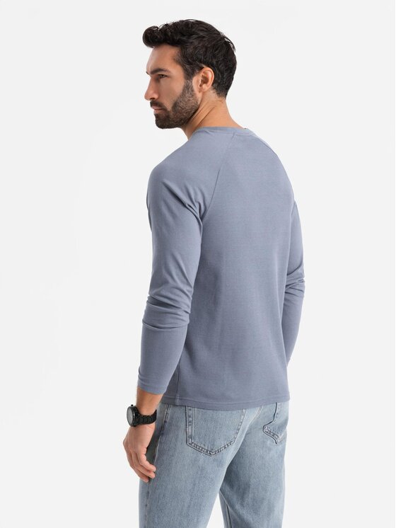 Ombre Ombre Longsleeve OM-LSCL-0109 Niebieski jasny Regular Fit