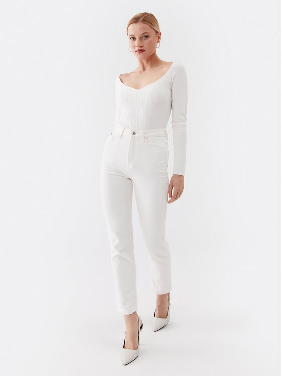 Guess Guess Pulover W3YR25 Z37J2 Alb Slim Fit