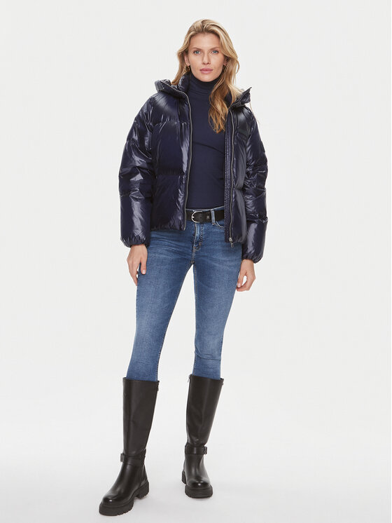 Tommy Hilfiger Tommy Hilfiger Daunenjacke New York Gloss WW0WW40836 Dunkelblau Relaxed Fit