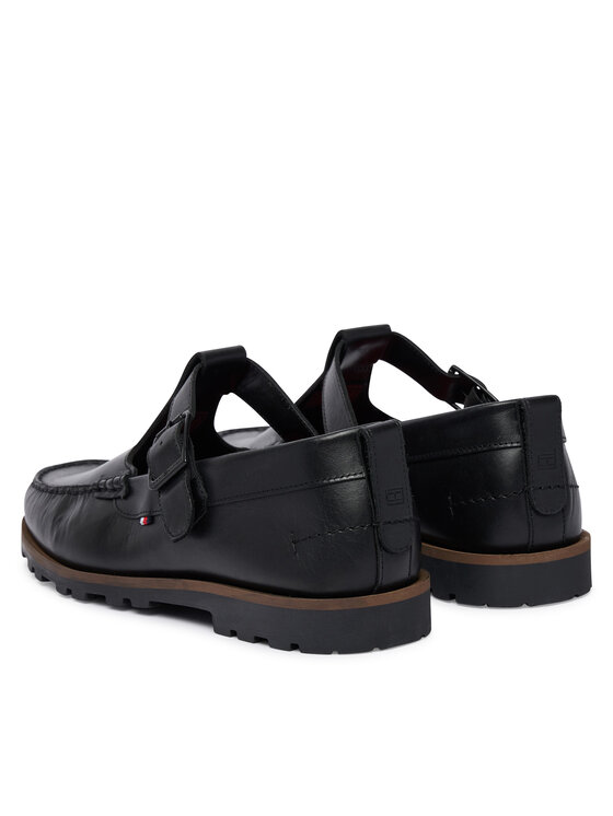 Tommy Hilfiger Tommy Hilfiger Półbuty Hilfiger Light Lth Buckle Loafer FM0FM05846 Czarny