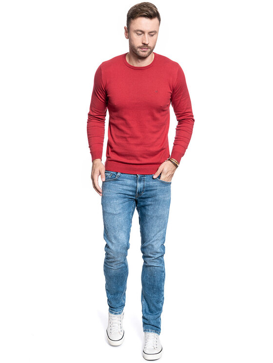 Wrangler Wrangler Sweter CREWNECK KNIT Czerwony Regular Fit