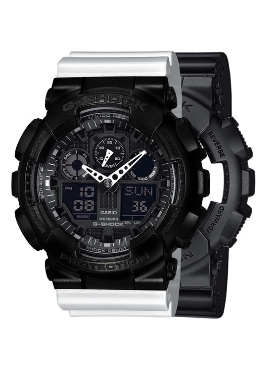 Casio Casio Hodinky SET GA-100-1A1ER + BEZEL 10523429 + PASEK 10347710 Bílá