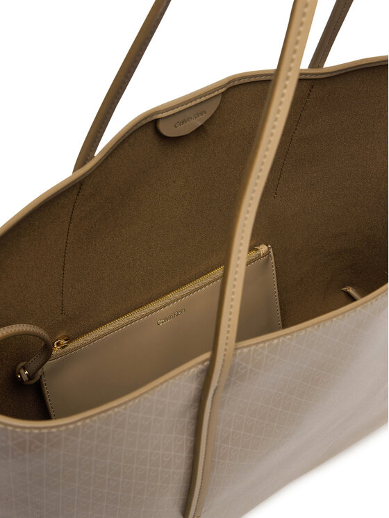 Calvin Klein Calvin Klein Kabelka Emblem Aop Tote W/ Pouch LV04F3266G Béžová
