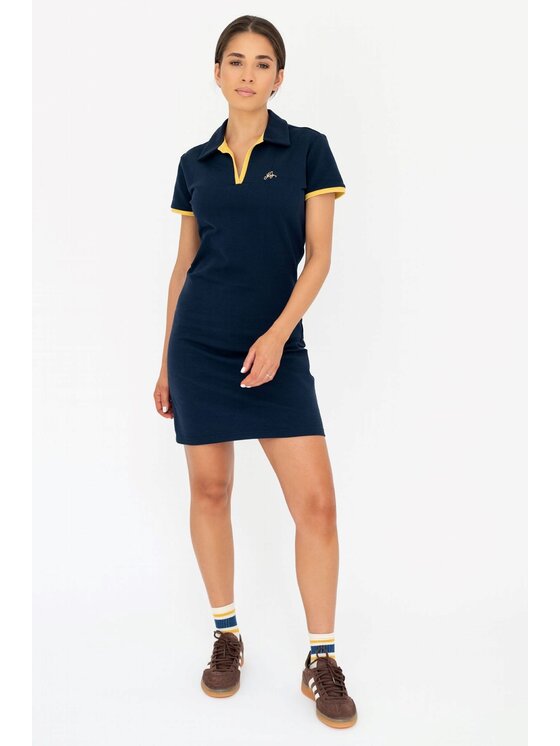 MANDRAGORA MANDRAGORA Vestito da giorno Bawełniana Pique Blu scuro Relaxed Fit