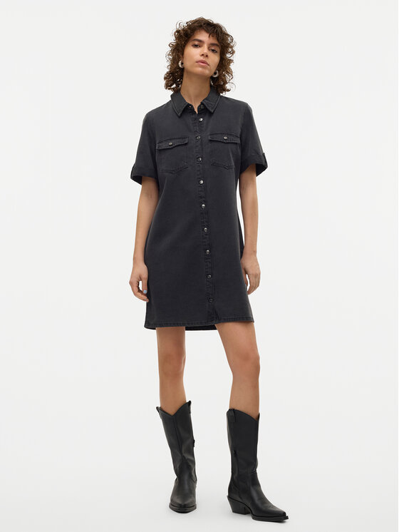 Vero Moda Vero Moda Džinsinė suknelė Jennie 10309665 Juoda Regular Fit