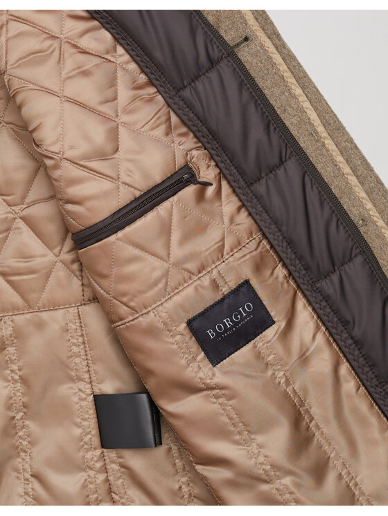Borgio Borgio Płaszcz wełniany sferro Beżowy Slim Fit