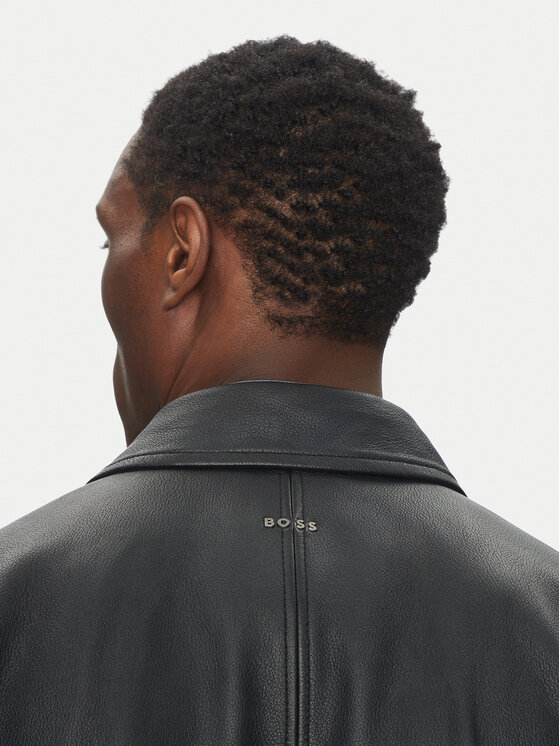 BOSS BOSS Шкіряна куртка Joloco 50530270 Чорний Relaxed Fit