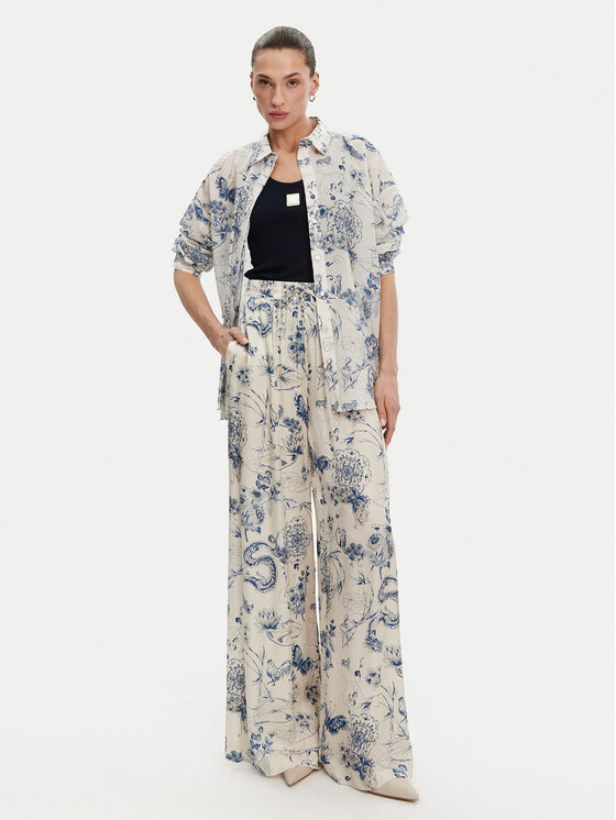 Fracomina Fracomina Hlače iz tkanine FJ25SV3004W451N4 Modra Relaxed Fit