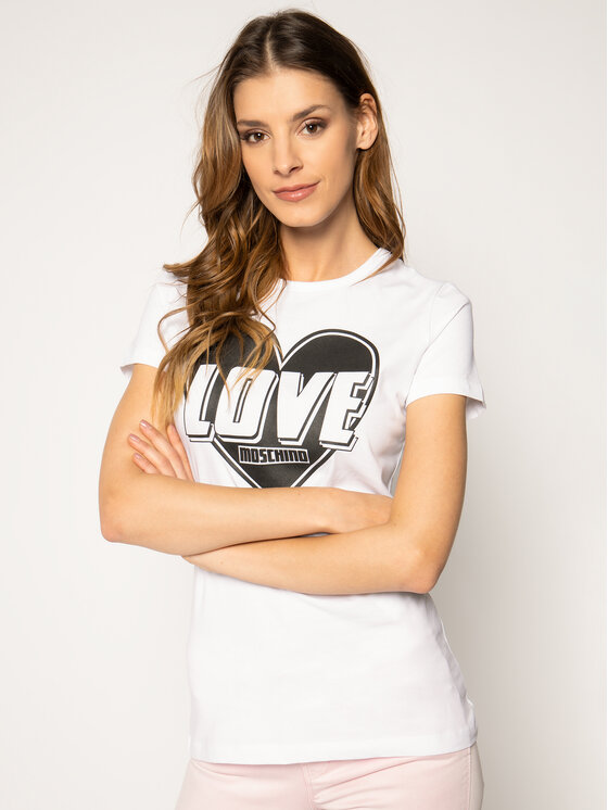 LOVE MOSCHINO Majica W4F7357E 1698 Bela Regular Fit