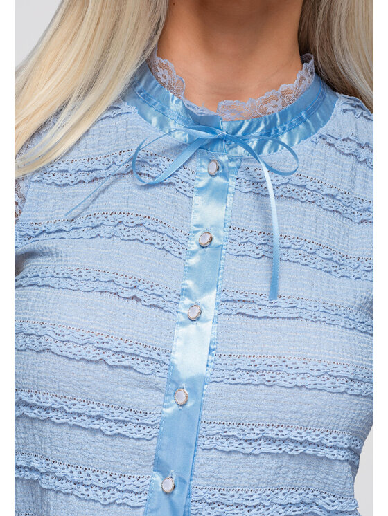Ombre Ombre Bluzka OW-TS-E0066 Niebieski Slim Fit