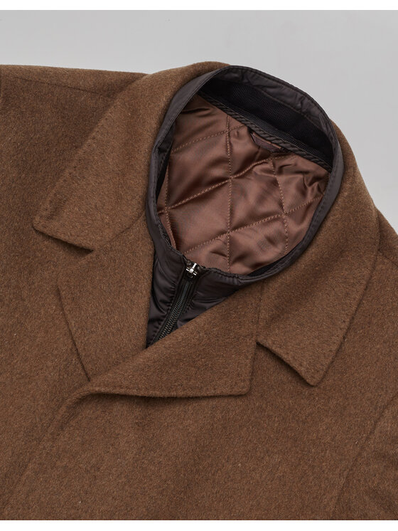 Borgio Borgio Płaszcz wełniany sferro Brązowy Slim Fit