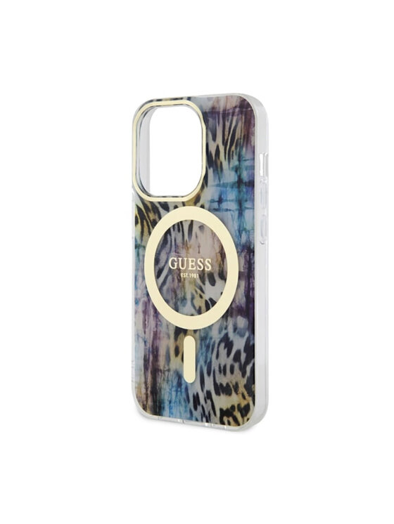 Guess Guess Etui na telefon Leopard MagSafe Niebieski