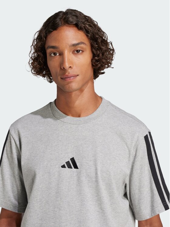 adidas adidas T-Shirt Essentials 3-Stripes Single Jersey Tee Szary Regular Fit