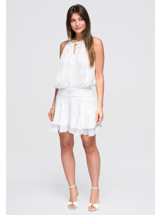 Ombre Ombre Sukienka wieczorowa LA-OM-DLR382 Biały Loose Fit