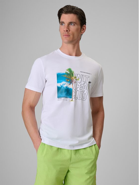 4F 4F T-Shirt 4FRSS26TTSHM4303-10S Biały Regular Fit