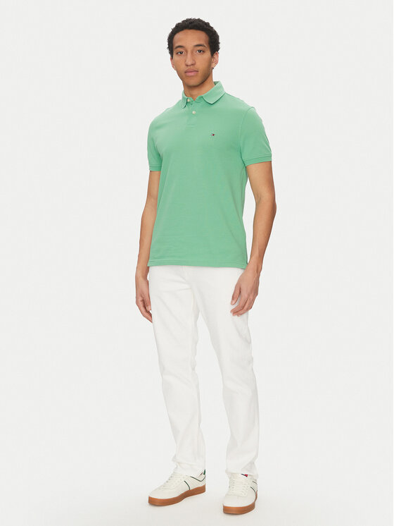 Tommy Hilfiger Tommy Hilfiger Тениска с яка и копчета 1985 MW0MW17770 Зелен Regular Fit