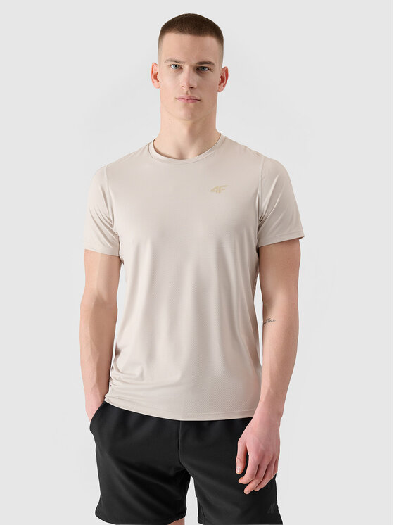 4F 4F Koszulka techniczna MONOCHROME Kremowy Regular Fit