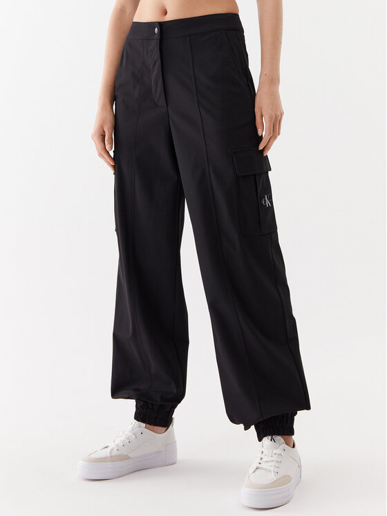 Calvin Klein Jeans Pantaloni din material J20J221636 Negru Regular Fit Calvin imagine noua