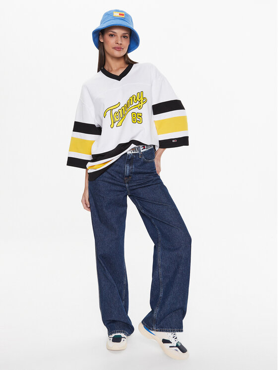 Tommy Jeans Tommy Jeans Μπλουζάκι Collegiate 85 DW0DW14862 Λευκό Oversize