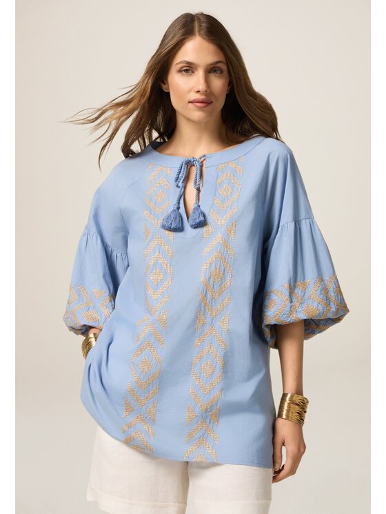 Oltre Oltre Blusa 2461J000687N004 Turchese Over Fit