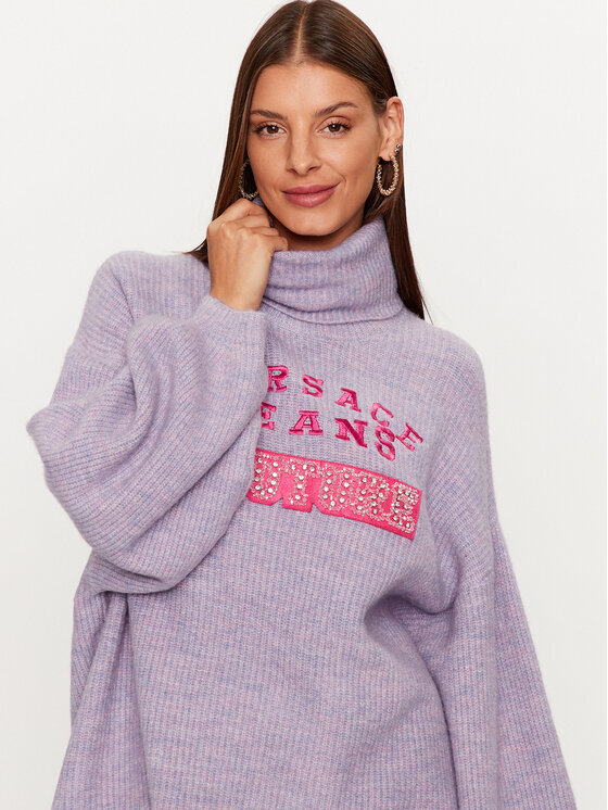 Versace Jeans Couture Versace Jeans Couture Bluză cu gât 75HAFM08 Violet Oversize