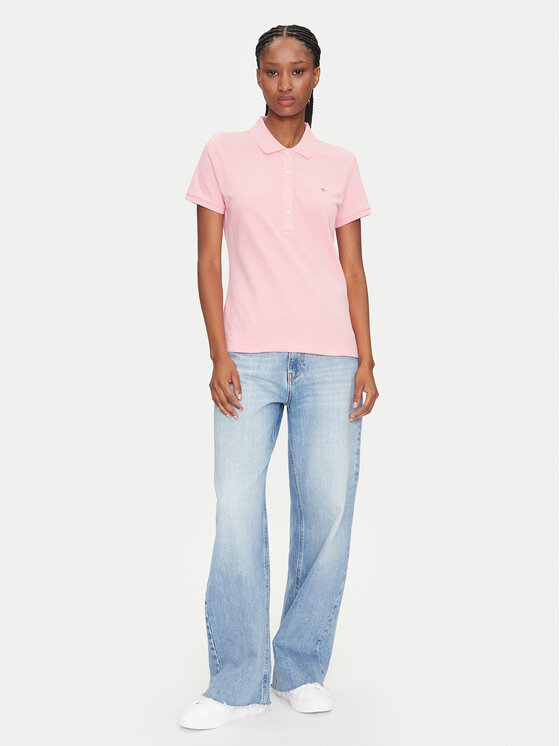 Gant Gant Тениска с яка и копчета Sheild 4200870 Розов Slim Fit