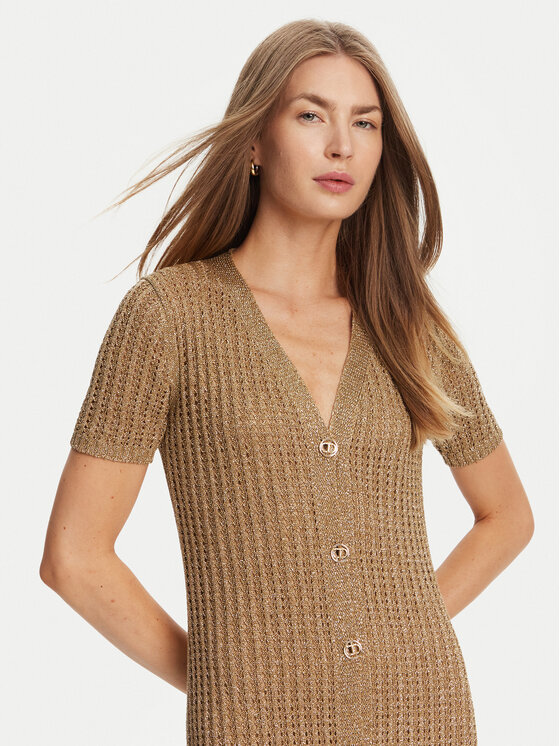 TWINSET TWINSET Kootud kleit 251TT3190 Beež Slim Fit