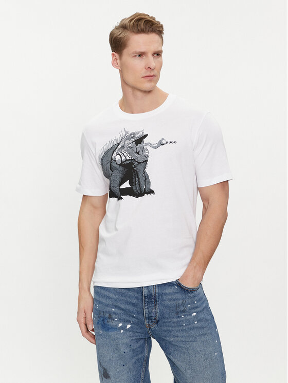 Hugo Tricou Dibeach 50513812 Alb Regular Fit