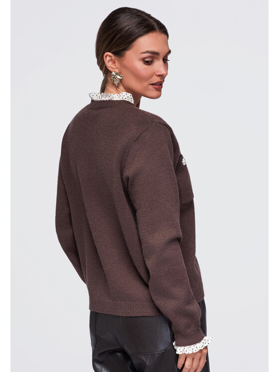 Ombre Ombre Kardigan OW-SW-E0008 Brązowy Relaxed Fit