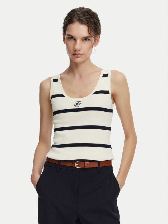 Tommy Hilfiger Tommy Hilfiger Felső WW0WW48480 Krém Slim Fit