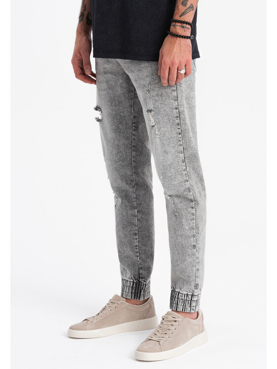 Ombre Ombre Jeansy OM-PADJ-0150 Szary Slim Fit