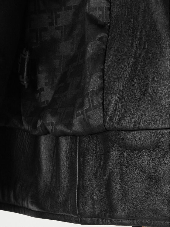 Elisabetta Franchi Elisabetta Franchi Ādas jaka GD-57Z-61E2-V1490 Melns Regular Fit