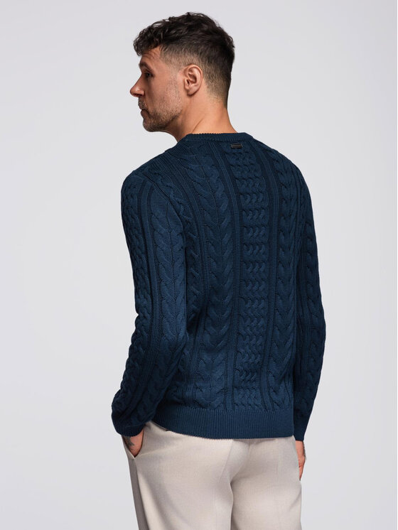 Ombre Ombre Sweter OM-SWSW-0173 Granatowy Regular Fit