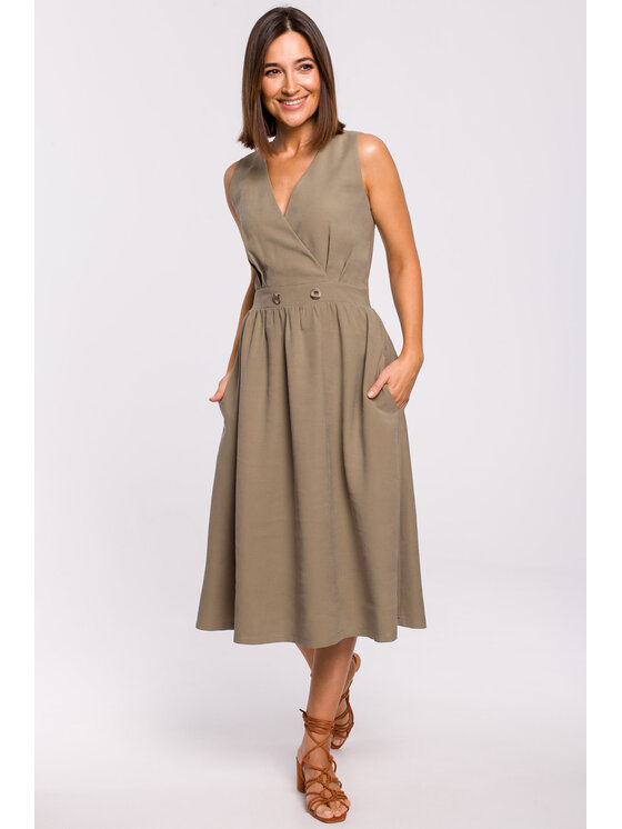 Stylove Stylove Každodenné šaty S224 Béžová Regular Fit